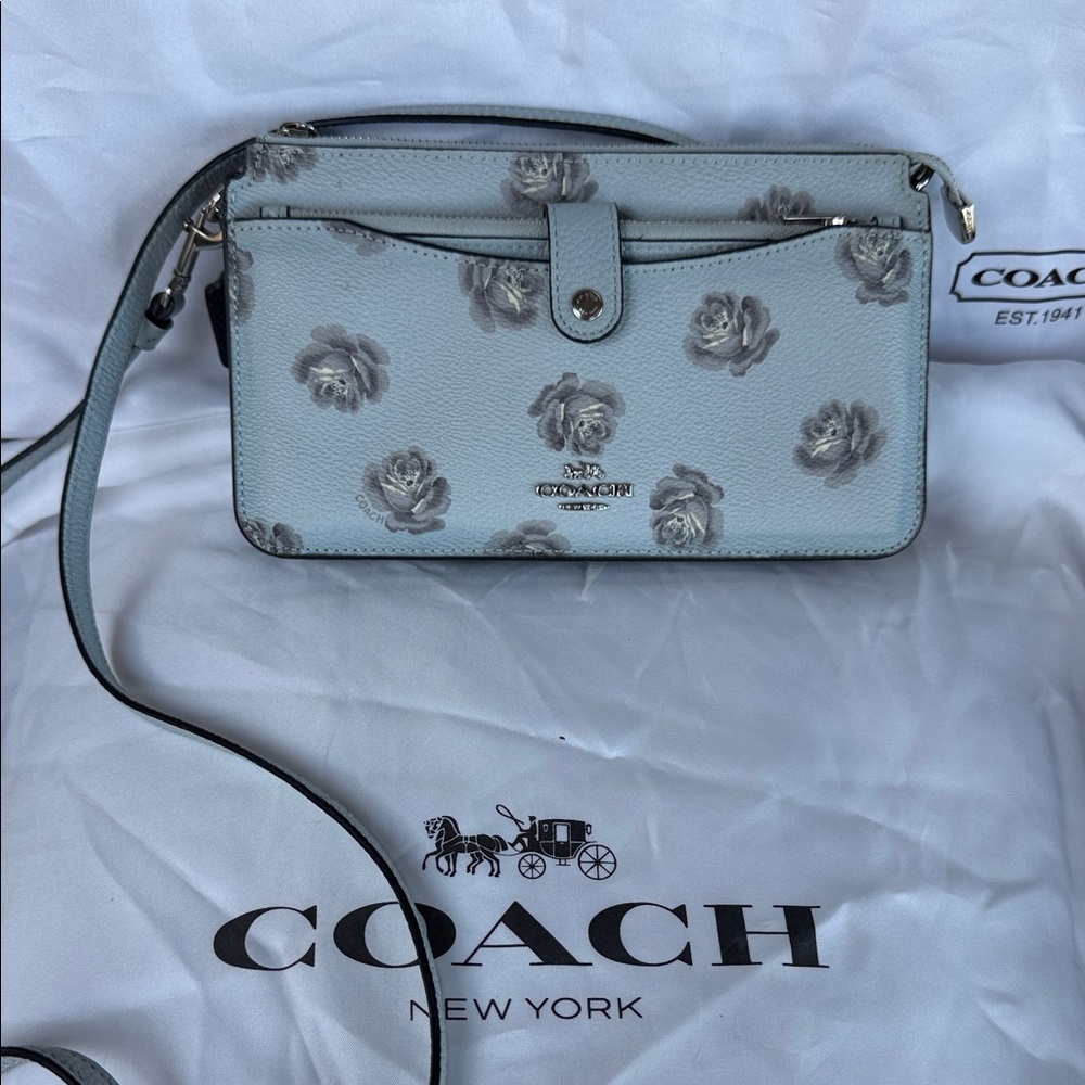 Coach Light Gray Floral Crossbody Bag